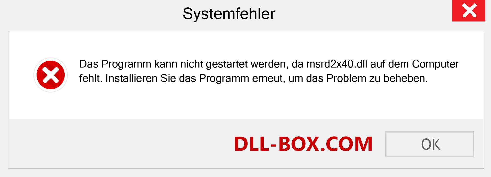 msrd2x40.dll-Datei fehlt?. Download für Windows 7, 8, 10 - Fix msrd2x40 dll Missing Error unter Windows, Fotos, Bildern