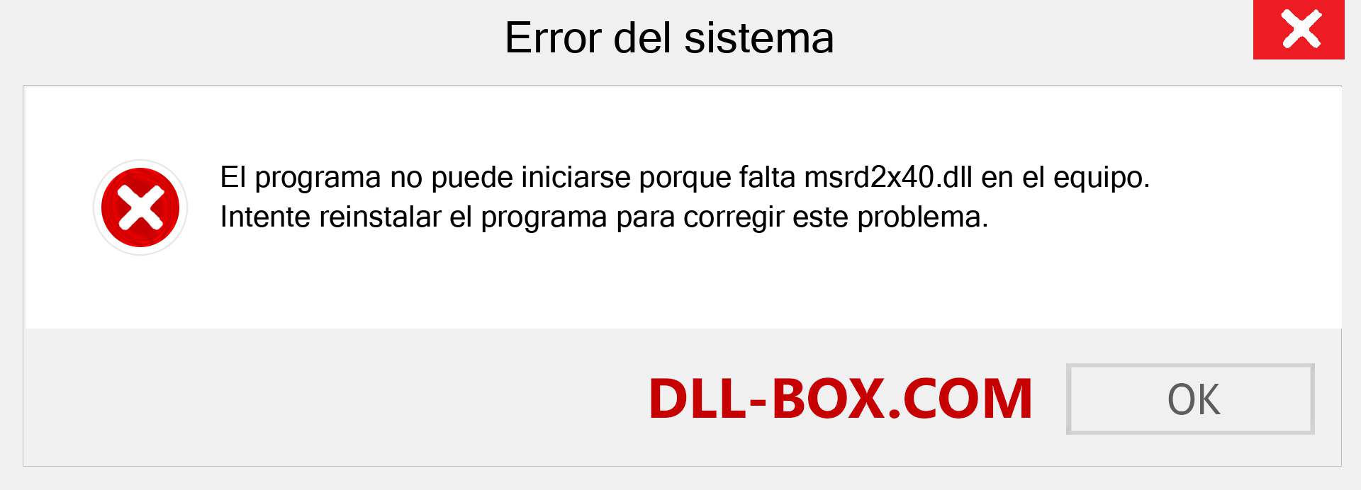 ¿Falta el archivo msrd2x40.dll ?. Descargar para Windows 7, 8, 10 - Corregir msrd2x40 dll Missing Error en Windows, fotos, imágenes